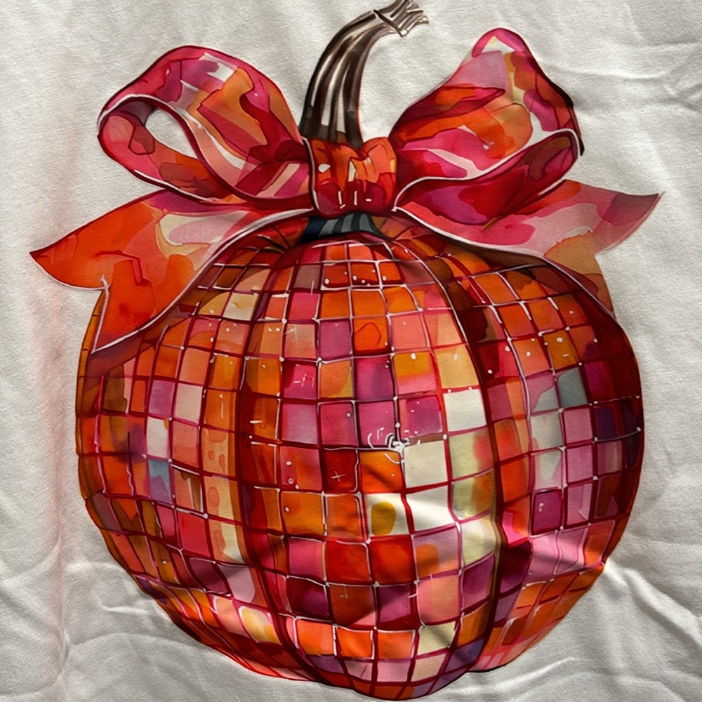 Fall Cute Disco Pumpkin Women White T-shirt